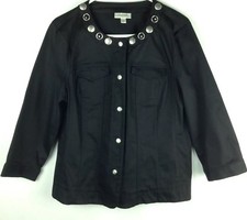 Dressbarn Women's Large Blazer Jacket Button Front Black Career F