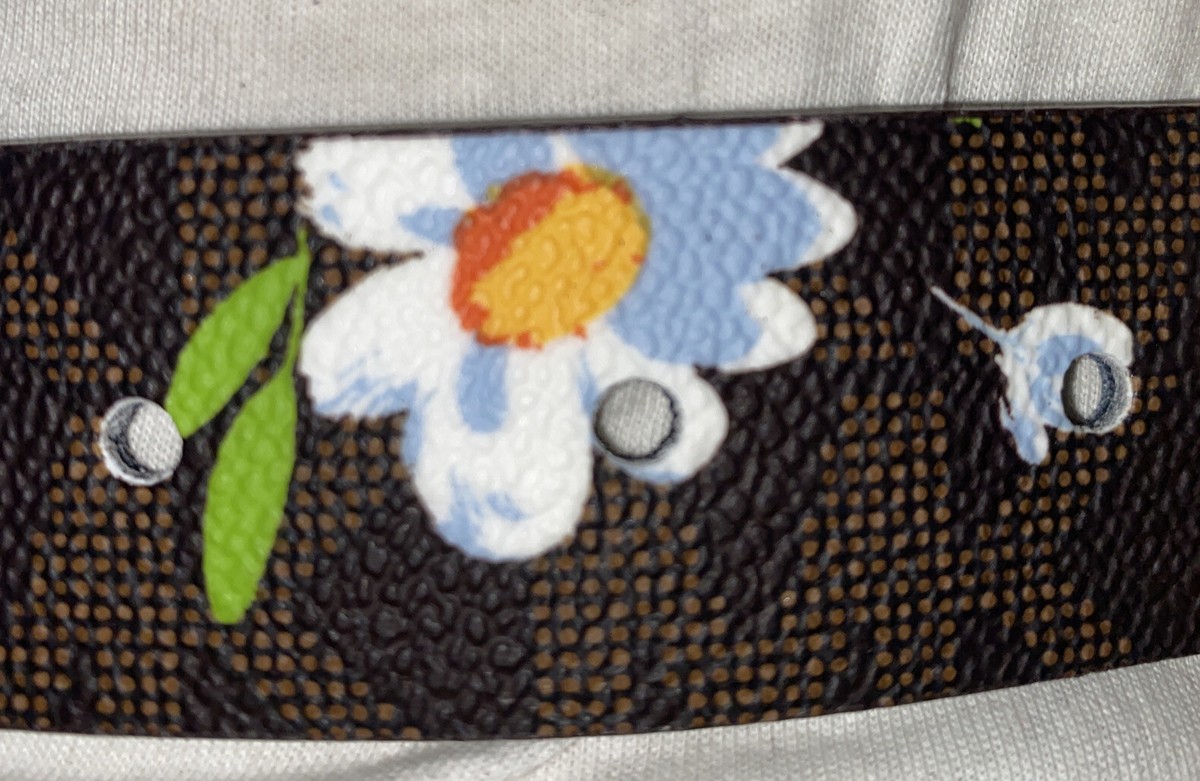 Brand New Michael Kors Reversible Brown Floral Belt w/ Gold Tone Buckle MICHAEL KORS BELT REVERSEABLE FLORAL/CHOCOLATE MK LOGO WITH  main image 4