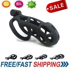 New Sissy Cobra Male Chastity Cage Lock Device Kit with 4 Rings Virginity Device