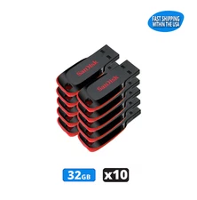 SanDisk Cruzer Blade 32GB USB 2.0 Flash Drive Thumb Drive Pen Drive (10 Pack)