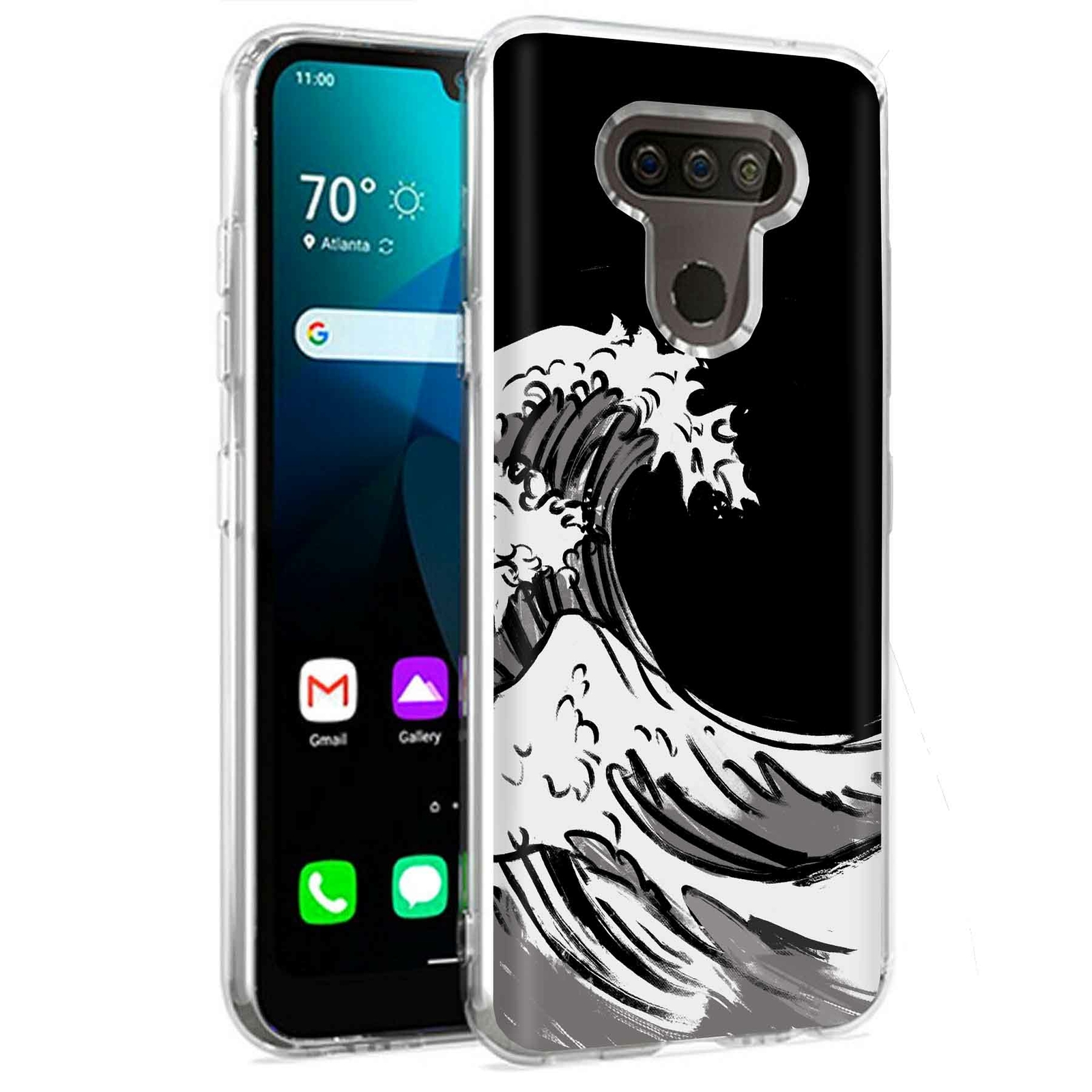 Phone Case for LG Harmony 4,Xpression Plus 3,K40S, Japanese Waves Print