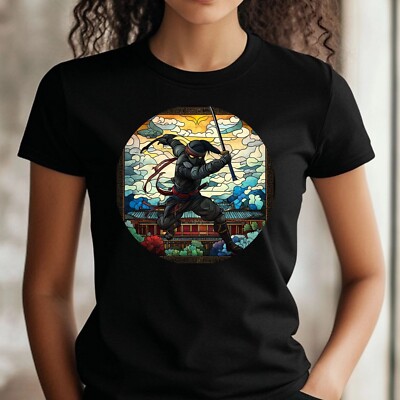 Frauen T-Shirt Ninja Buntglas Motiv Baumwolle Größe S bis 3XL