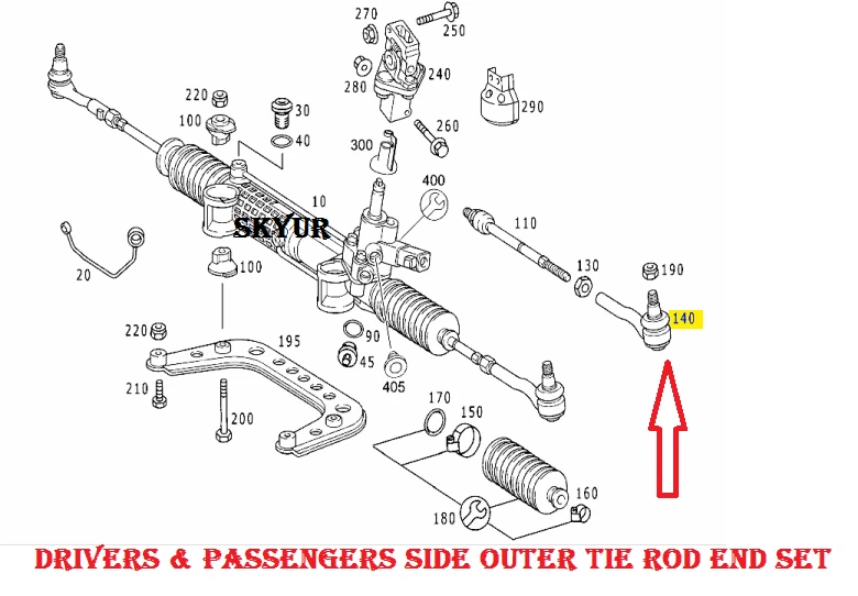 Front Outer Tie Rod End Left & Right Pair Set For MERCEDES E300 E320 E420 E430 - Image 2 of 4