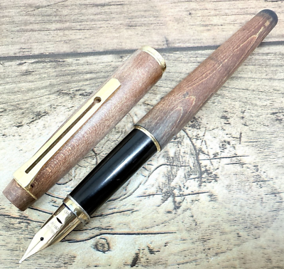 PILOT CUSTOM Nib:M 14K-585 WOOD FOUNTAIN PEN VINTAGE BLACK JAPAN