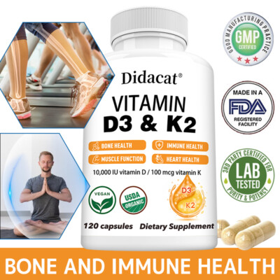Vitamines D3 K2 Extra Forte - 10000 UI D3 + 100mcg K2 - Capsules Vegan