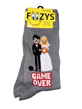 Foozys Game Over Gray Mens Socks Size 6 through 12 Funny Bachelor Gift