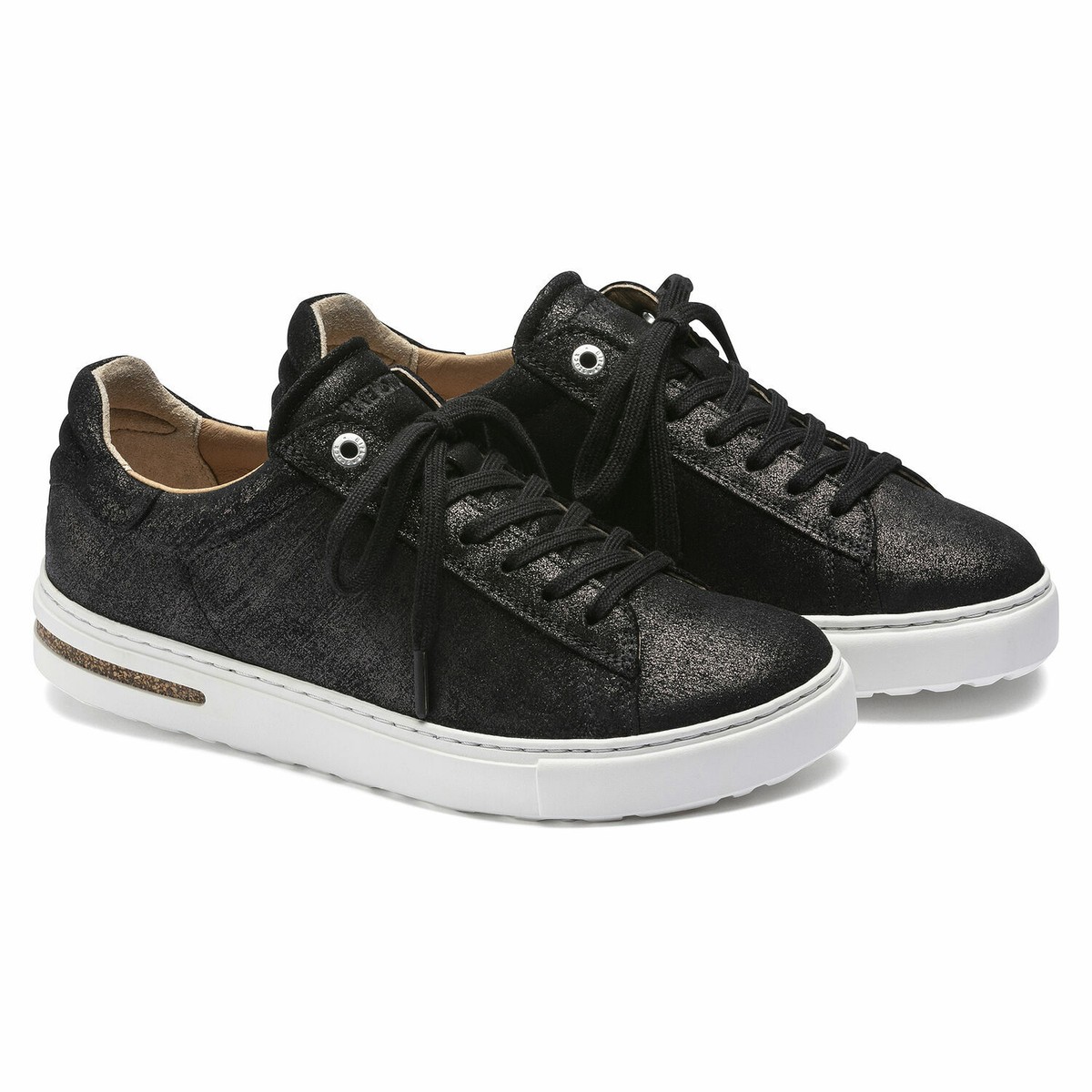 BIRKENSTOCK SHOES BEND LOW WOMEN'S METALLIC BLACK LEATHER CASUAL