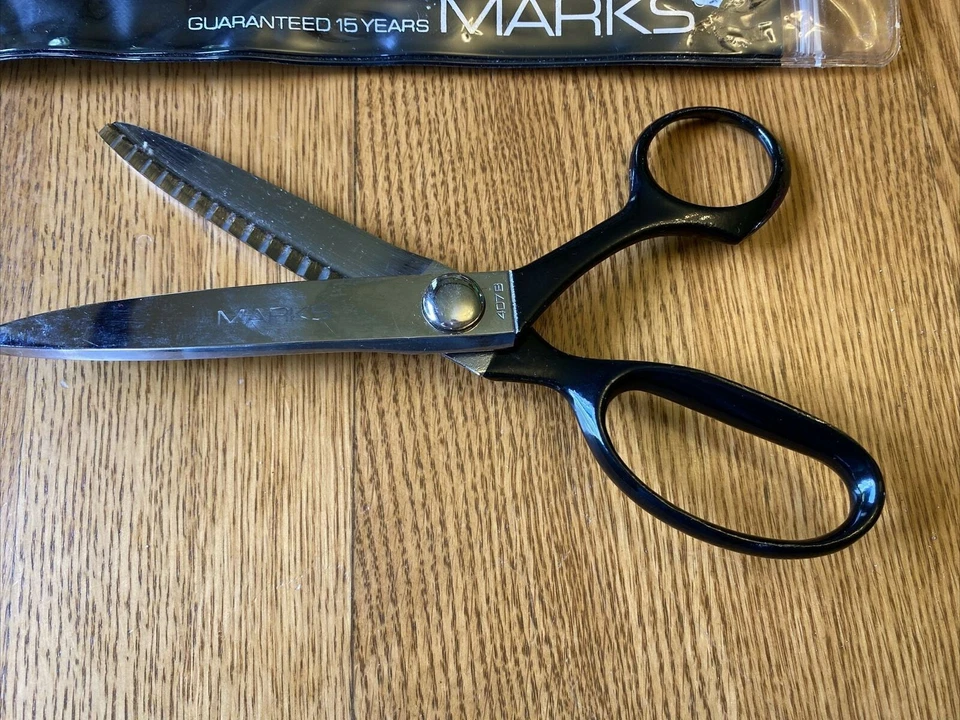 MARKS 7.5" Sewing PINKING SHEARS Brazil 407B Black Handle Grip Chrome Plated NEW - Image 3 of 3