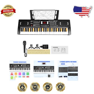 Educational 61-Key Lighted Keyboard for Kids - Includes Microphone & Accessories