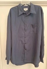 Men's Long Sleeve Dress Shirt Alfani Button Up SIZE XXL Navy Blue/Stripes