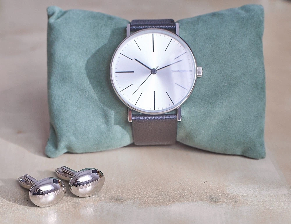 LAMBRETTA Herrenuhr CESARE 42mm Silber Leder schwarz Uhr silver