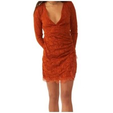 $148 NWT FREE PEOPLE Spanish Chestnut Lace Wrap Stretchy Body-con Mini Dress XS
