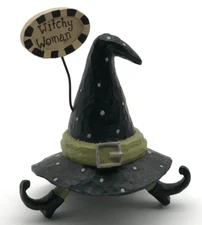 Halloween Resin "Witchy Woman" Witch's Hat with Feet ~3 3/4" Suzi Skoglund 2007