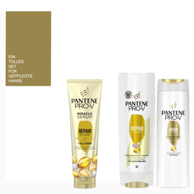 3tlg. Pantene Pro-V Repair & Care Shampoo Spülung + Serum Pflege