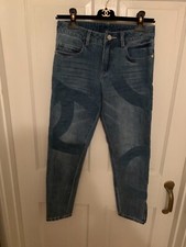 CHANEL Blue Denim Large CC Logo Skinny Jeans