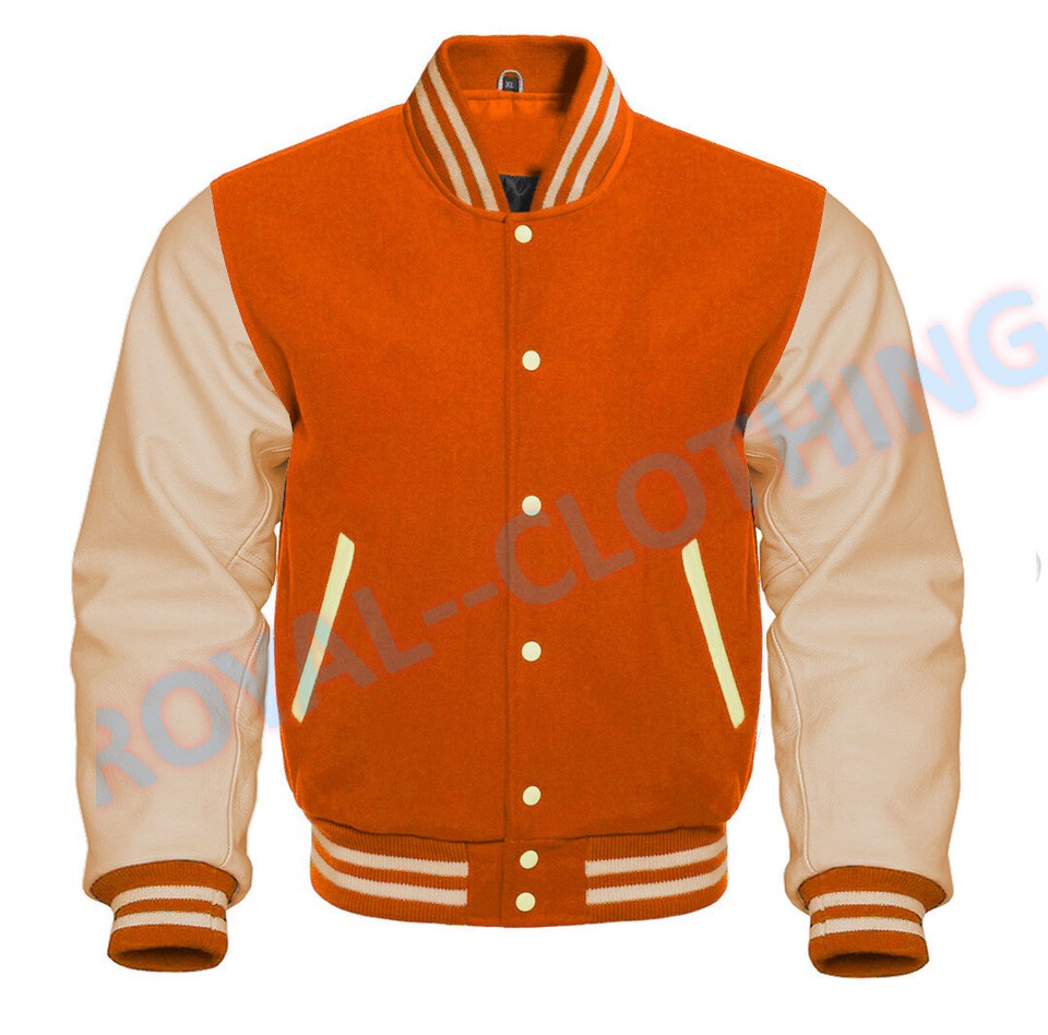 VKWEAR Men's Classic Snap Button Vintage Baseball Letterman Varsity Jacket (Royal Blue Yellow, L), Size: Large