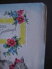 1940s vintage greeting card BIRTHDAY Kittens On Yellow Pillow w/ Real Tassel — photo 5