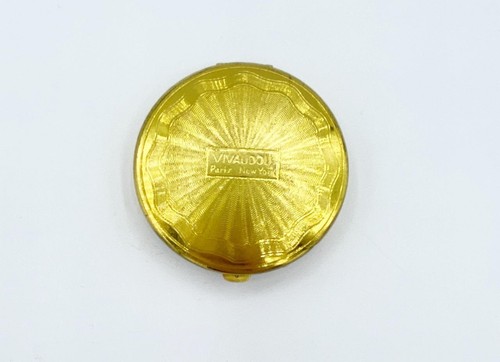 Antico Art Deco Vivaudou smalto arancione e nero polvere e rosso compatto - Foto 2 di 5