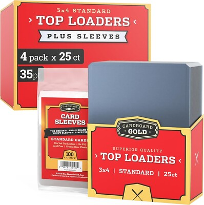 #ad 100 CBG Trading Card Hard Toploaders Holders Plus100 Soft Poly Penny Sleeves $14.99