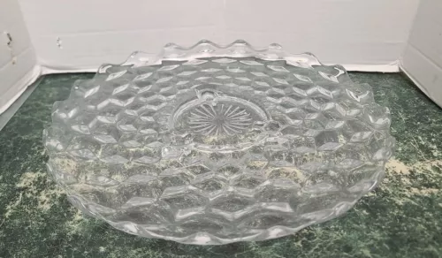 Vintage Fostoria American 3 Footed Torte Plate Large Rimmed Platter 12 3/8"