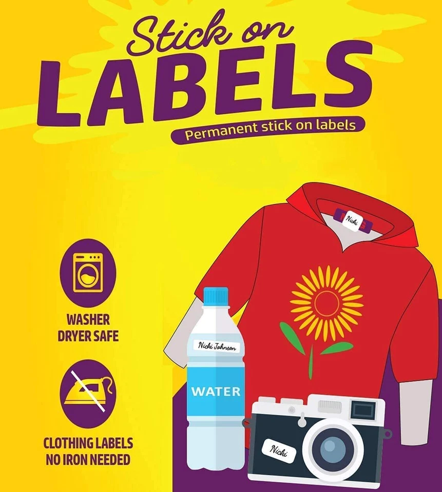 Персонализированная одежда имя этикетки для лагеря, колледжа, школы смесь цвет фон - Изображение 3 из 4