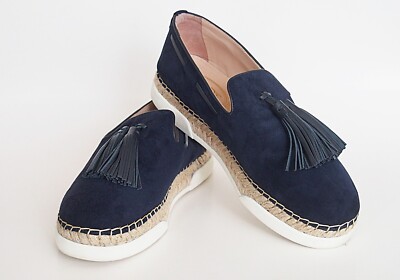 Tod's Gomma Womens Suede Espadrilles Tasseled Slip On Shoes 40.5 US 10.5
