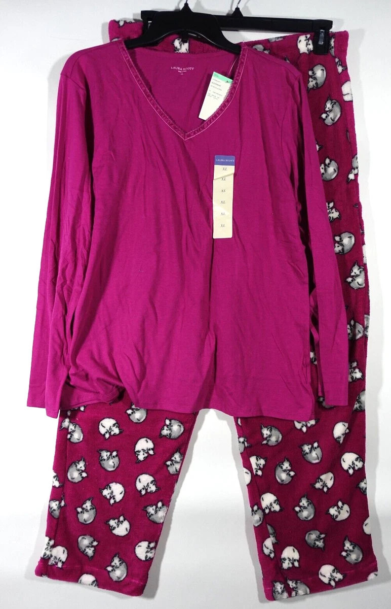 Ensemble De Pyjama 3 Pièces Laura Scott Pour Femme – Imprimé Pois Violet, Taille S – Neuf Avec étiquettes
