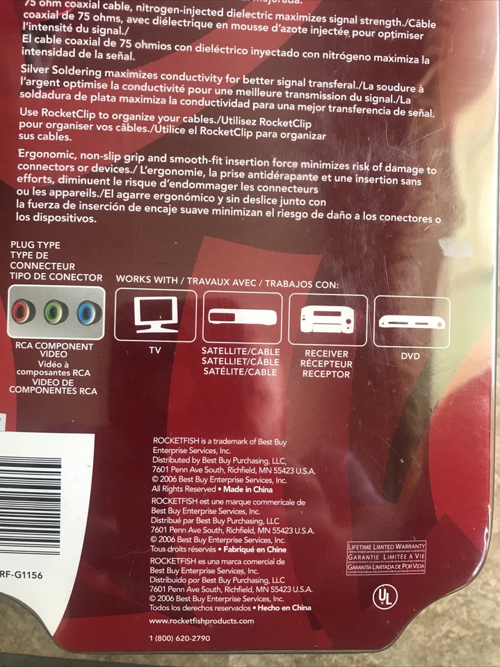 Rocketfish 25 Feet Component Video Cable HDTV Digital DVD Satellite D1 - Image 4 of 4