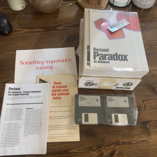 Borland Paradox Version 5.0 offene Box versiegelte Handbücher und 3,5"" Scheiben