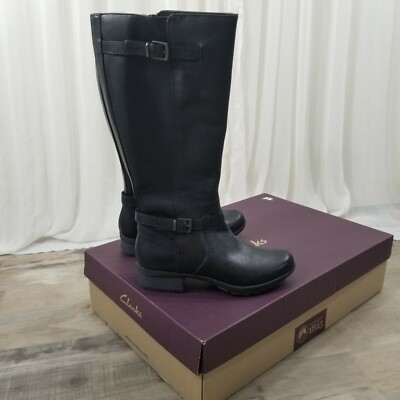 Clarks Riddle Array Women's Black Leather Size 6.5M Boots 26105039