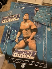 Vintage WWF Smackdown! The Rock Double Sided Single Bedding Duvet Cover Set RARE