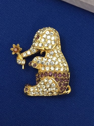Napier Starlight Collection Pave Rhinestone Elephant Brooch Napier Book Item