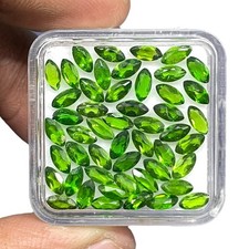 Natural Chrome Diopside 5x2.5mm 50 Pcs Marquise Cut Vivid Green Loose Gemstones
