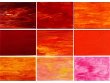 PALJOLLY 9 Pack Red Stained Glass Sheets, 4 x 6 Inch Mosaic 6"L 4"W, Flame