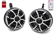 Wet Sounds REVO 6-XSG-SS GunMetal 6.5" Marine LED Speakers and Black Towers