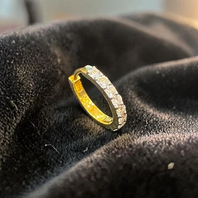 Eleganter 0,20 Cts Runder Brillantschliff F/VS1 Diamanten Nasenring 14K Gelbgold - Bild 1 von 4