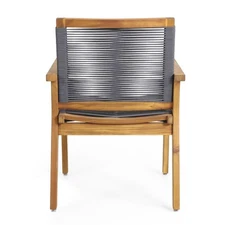 Set of 2 Transitional Dining Chairs with Rope Weave & Acacia Wood for