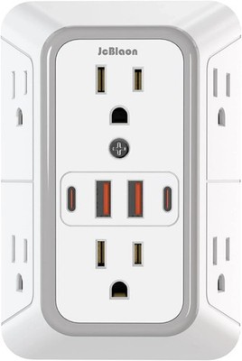 Outlet Extender Surge Protector - 6 Outlet Splitter with 4 USB Ports (2 USB C),