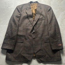 Chaps Ralph Lauren Blazer Brown Plaid Men 48T Wool Sport Coat Vintage 1197