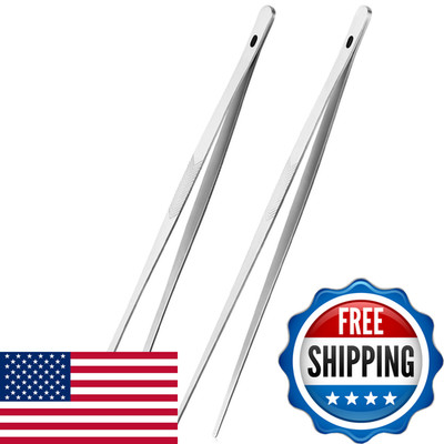 Chefbee Kitchen Cooking Tongs Tweezers - 2Pcs 12 Stainless Steel Kitchen