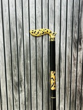 Vintage Carved Walking Stick Victorian Brass Handle 3-Fold Wooden Cane Gift