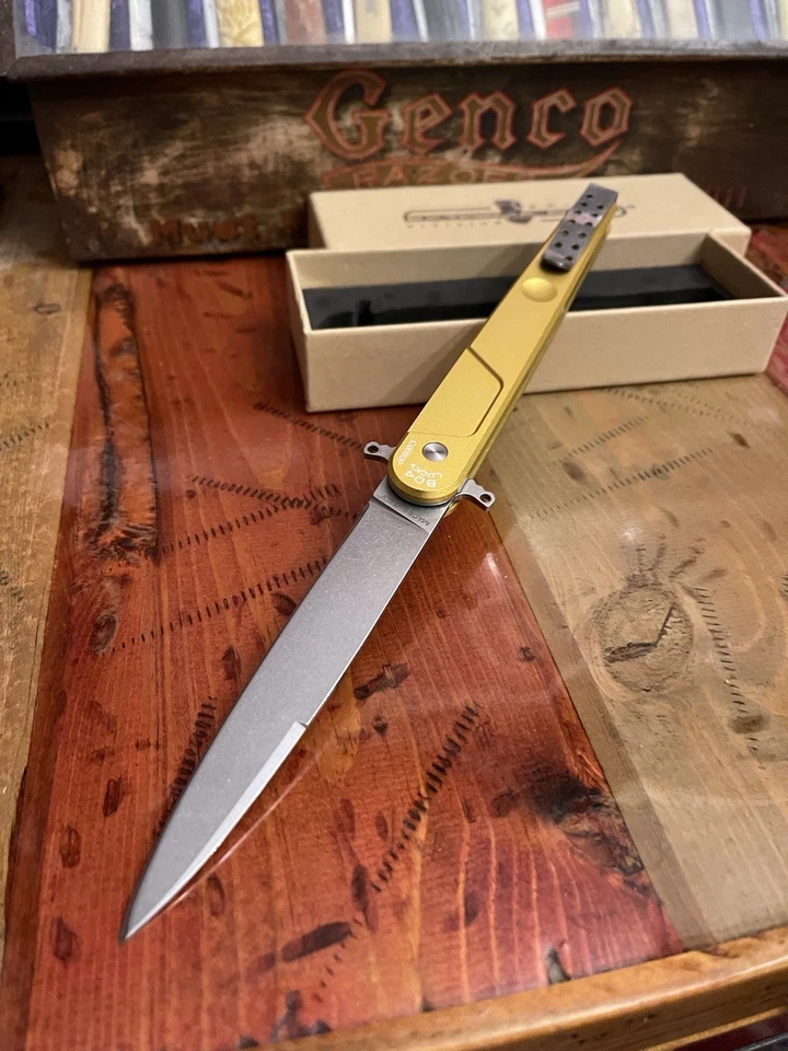 Navaja de bolsillo Extrema Ratio BD4 Lucky Stiletto Dagger Bohler N690 bronceada Foto 3 de 4