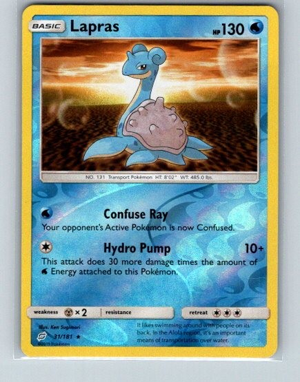 Lapras 31/181 Rare Team Up Pokemon Reverse Holo Near Mint