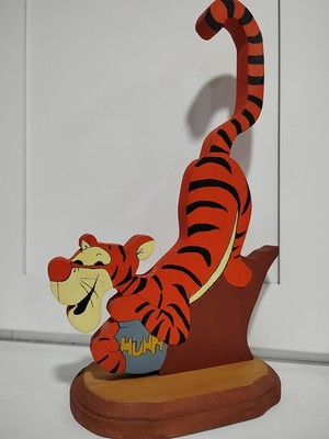 【ディズニー公認作家】アリソン レフコート Pooh & Tigger VINTAGE DISNEY TIGGER WOOD Carved Hand-painted FIGURE Statue