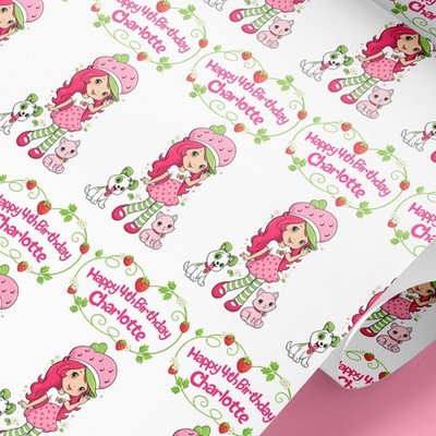 Personalisiertes Geschenkpapier Erdbeere Shortcake UK | Geschenkpapier mit beliebigem Namen