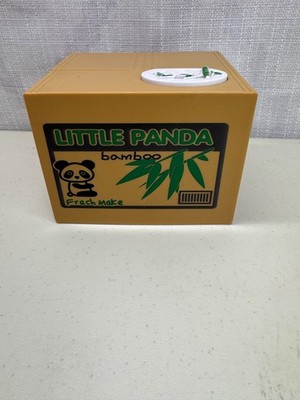 Little Panda Bamboo Fresh Make Mechanical Bank Battery Operated Coin Grab