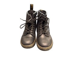 Dr. Martens 1460 Black Kids Girls Zip Up Leather Lace Up Comat Boots Size 10