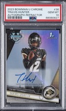 2023 BOWMAN UNIVERSITY CHROME AUTO-REFRACTOR #36 TRAVIS HUNTER 214/499 PSA 10