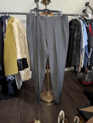 CANALI Gray Plaid Woolmark Wool Italian Cuffed Dress Pants Trousers 37''