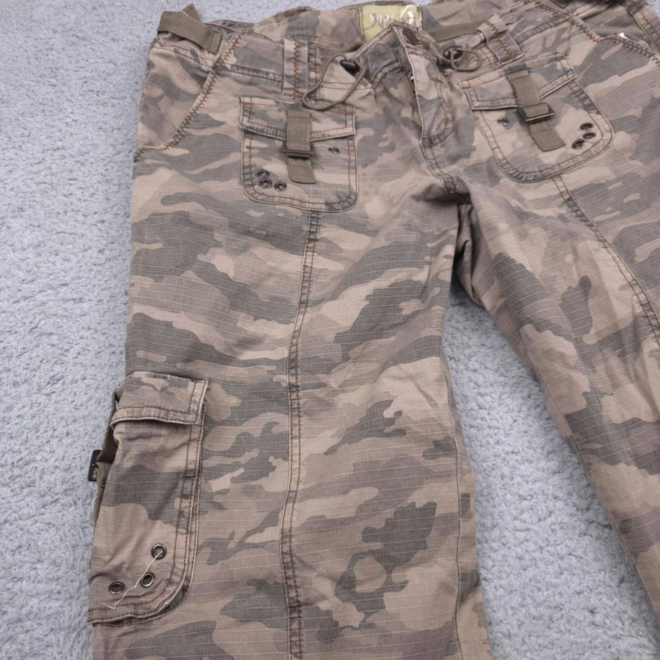 Pantalones cargo Nori para mujer talla 13 camuflados bolsillos para piernas enrollables utilitarios militares de colección Y2K Foto 4 de 4